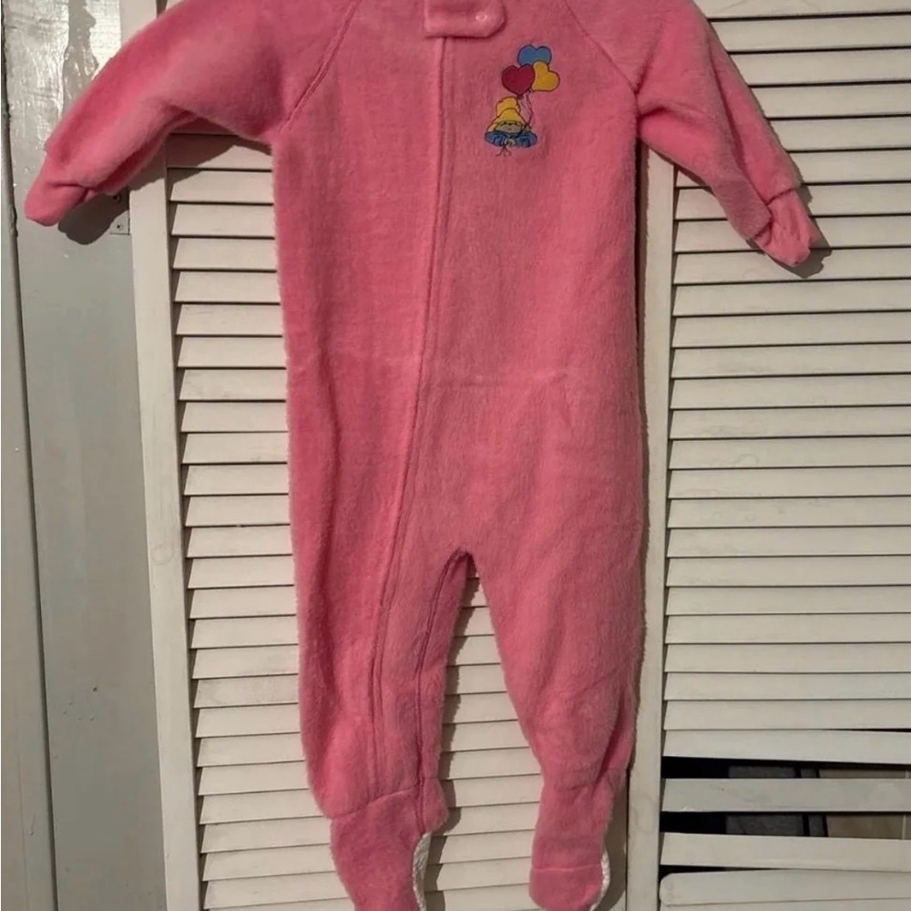 Vtg 90s Paddington Bear Pink Fuzzy Fleece Footed Pajamas - Sz 3T - RARE